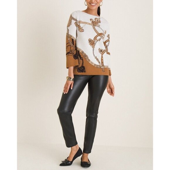 Chicos Pants Faux Leather Black Slim Fit Ponte Soft - Picture 11 of 11